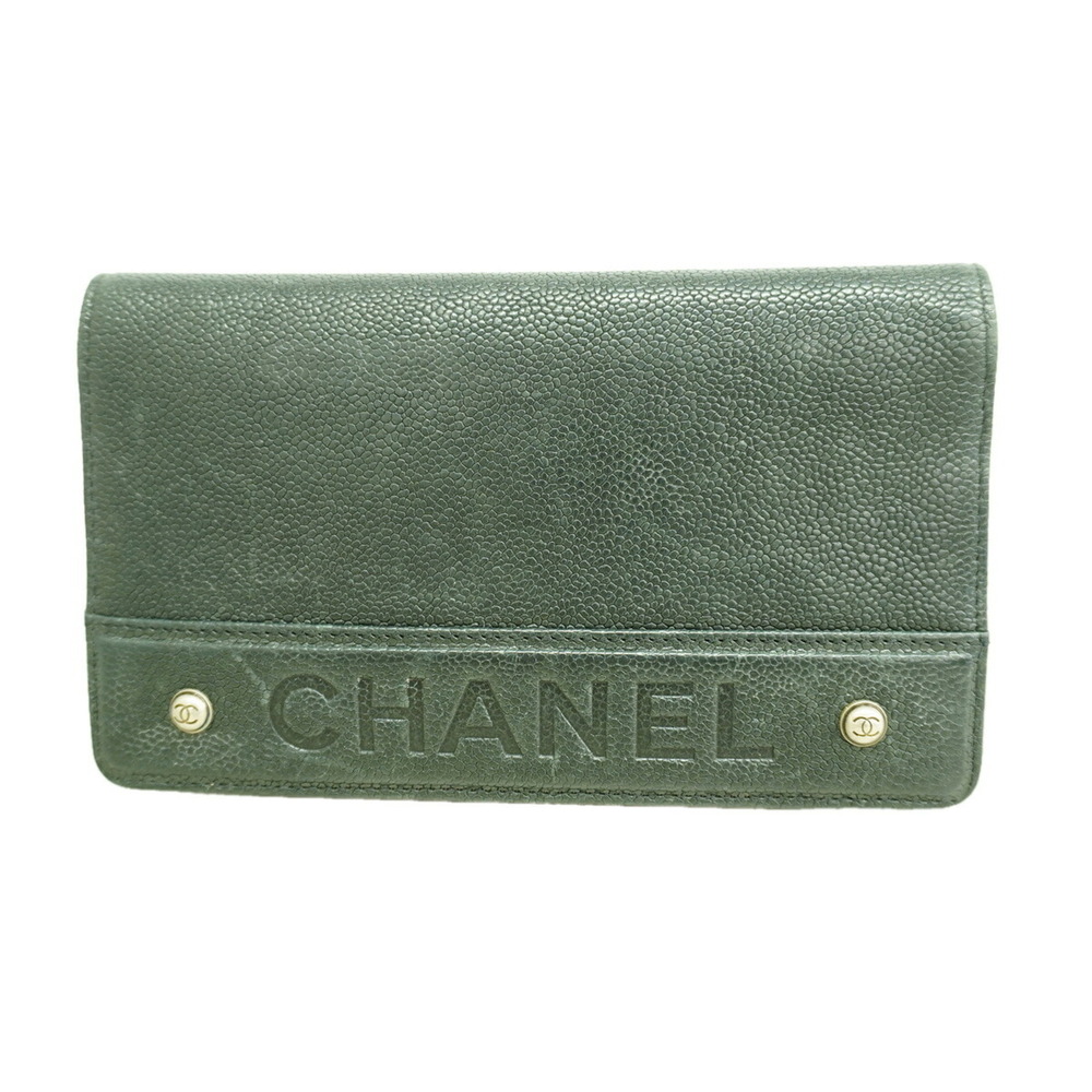 Chanel Long Wallet, Caviar Leather, Black, Women's